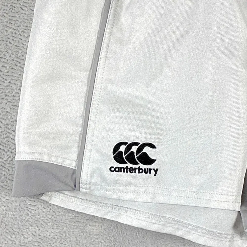 Canterbury Rugby Shorts Mens L White Gray Pull On Drawstring Preppy Workout Gym